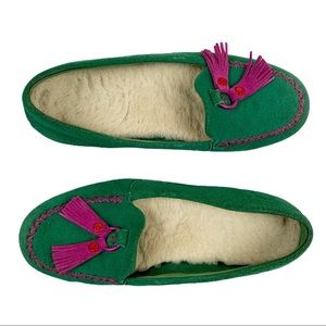 UGG suede shearling lined shoe slipper loafer